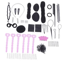 20Sets Hair Styling Tools Weave Braid Donuts Sponge Former Twist Tool Disk Hair Pin U-Clips Screw clamps Elastic Rubber