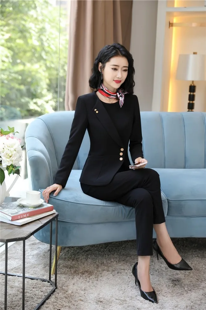 OL Styles Formal Uniform Designs Women Business Suits With Pants and Tops Ladies Office Work Wear Blazers Professional Pantsuits 4