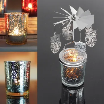 

Romantic Rotary Spinning Tealight Candle Metal Tea Light Holder Carousel Christmas Home Decoration