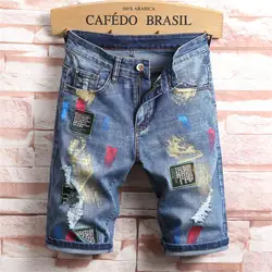 Отверстия Винтаж джинсы мужские повседневные уличная Короткие джинсы 2019 хип-хоп элегантные шорты летние пляжные Для мужчин s заплатка для
