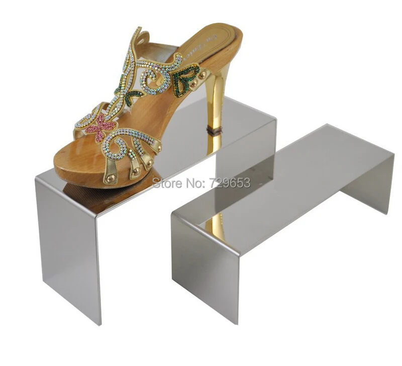 Free Shipping Mirror Surface Metal Shoe Display Stand Shoe Stand Sandal Holder Shoe Store
