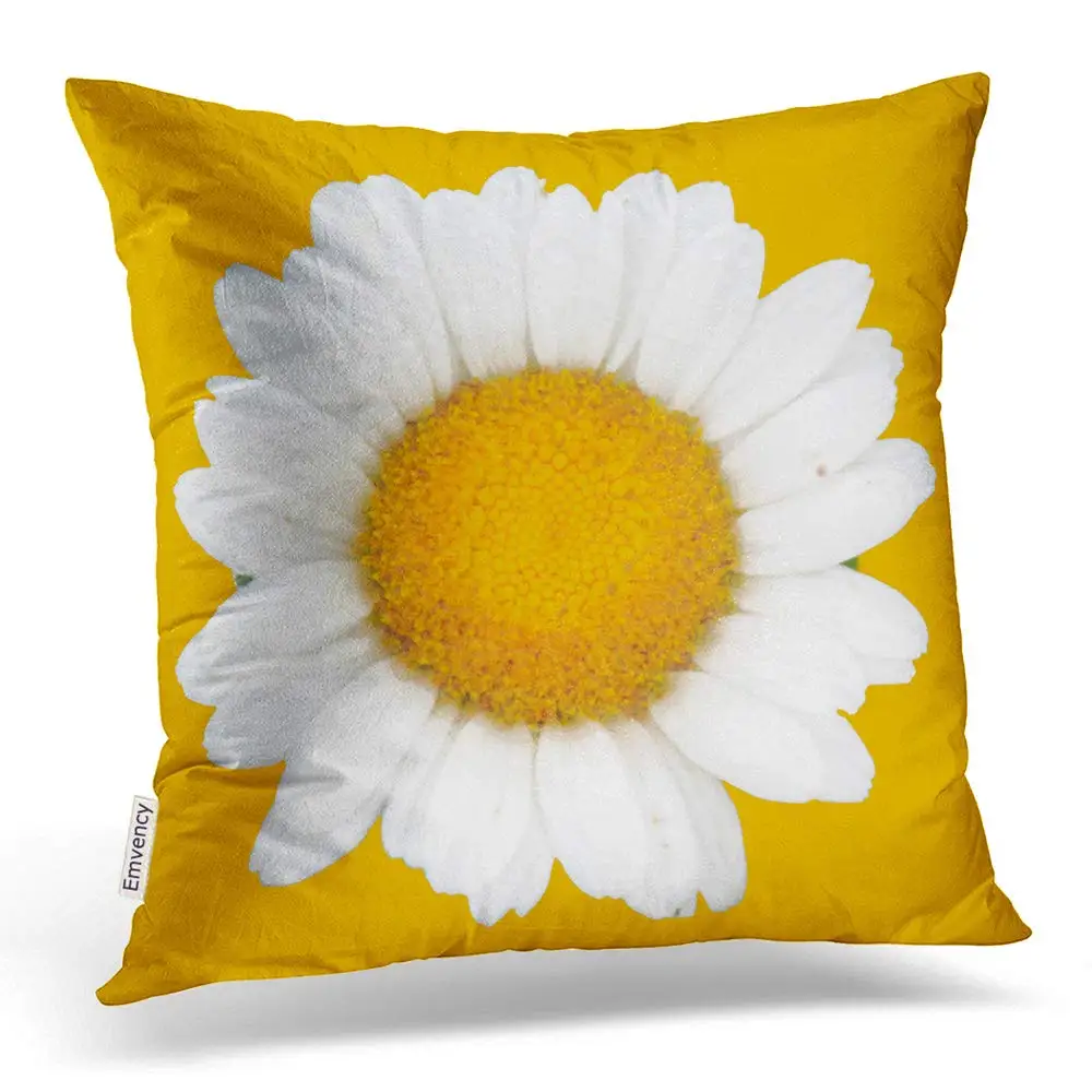 Square Pillowcases daisy big bright round pillow Cotton Throw Pillow Cover Hidden Zipper Bedroom | Дом и сад