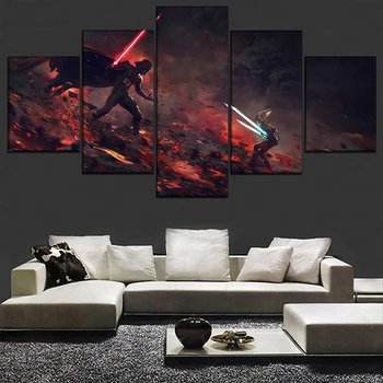 

Canvas Wall Art Painting For Living Room Home Decor 5 Pieces Movie Star Wars Role Battle Pictures Print Posters Decor Framewok