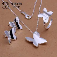 Бабочка Симпатичные женские украшения с серебряным покрытием комплекты ювелирных изделий Свадебные украшения S347 Винтаж