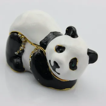 

Whole Sale Enamel Metal Trinket Box Lovely Lying Prone Panda Shape Jewelry Box