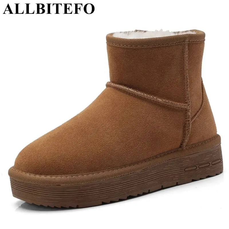 

ALLBITEFO thick plush suitable -20 degrees Celsius in Russia genuine leather cold winter warm women snow boots girl ankle boots