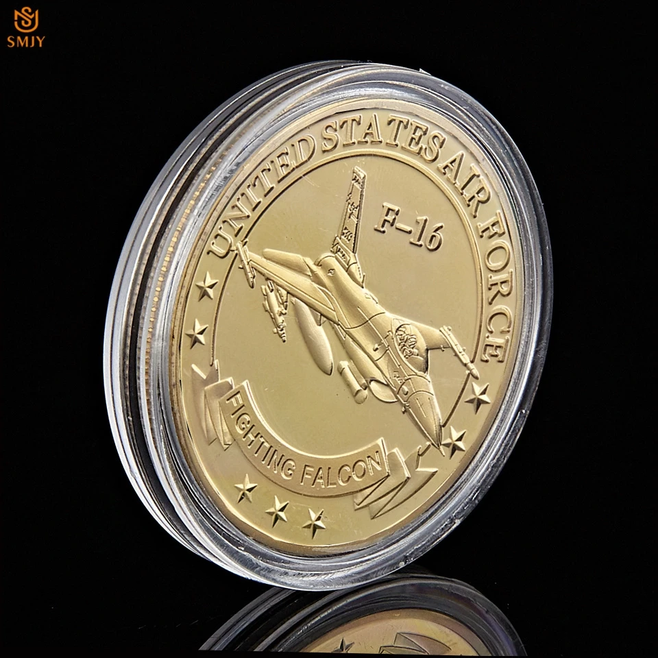 Американская золотая монета США Lockheed F-16 боец Металл военная монета ВВС США ВЫЗОВ МОНЕТА коллекция