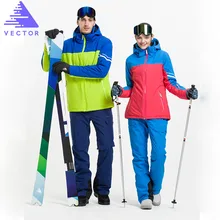 Векторные профессиональные мужские и женские лыжные костюмы водонепроницаемые теплые лыжные куртки для сноубординга+ брюки зимний комплект одежды бренд