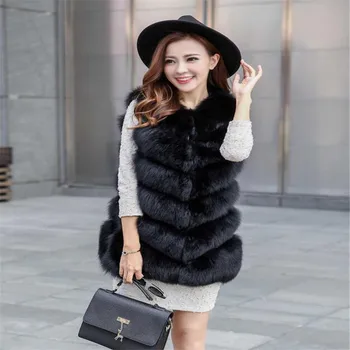 

2020 Winter Warm Vest New Arrival Fashion Women Import Coat Fur Vest High-Grade Faux Fur Coat Fox Fur Long Vest Plus Size 3xl
