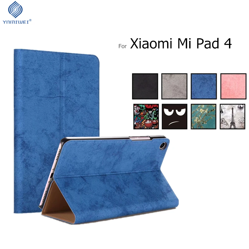 

For Xiaomi Mi Pad 4 MiPad 4 8'' Leather Case Color Printing Stand Flip Cases For Xiao mi Mipad 4 Tablet Case +Screen Protector