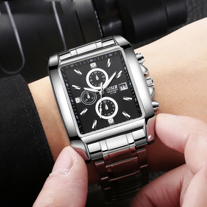 

Mdnen Women Men Square Stainless Steel Watch Lady Simple Waterproof Wristwatch Japanese Date Quartz Movement Montres Femme