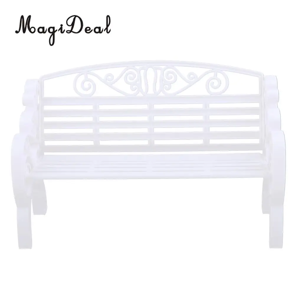 Pink 1/6 Scale Dollhouse Miniature Park Bench for Dolls House Garden Yard Furniture Decor Dolls Acc Model Toy