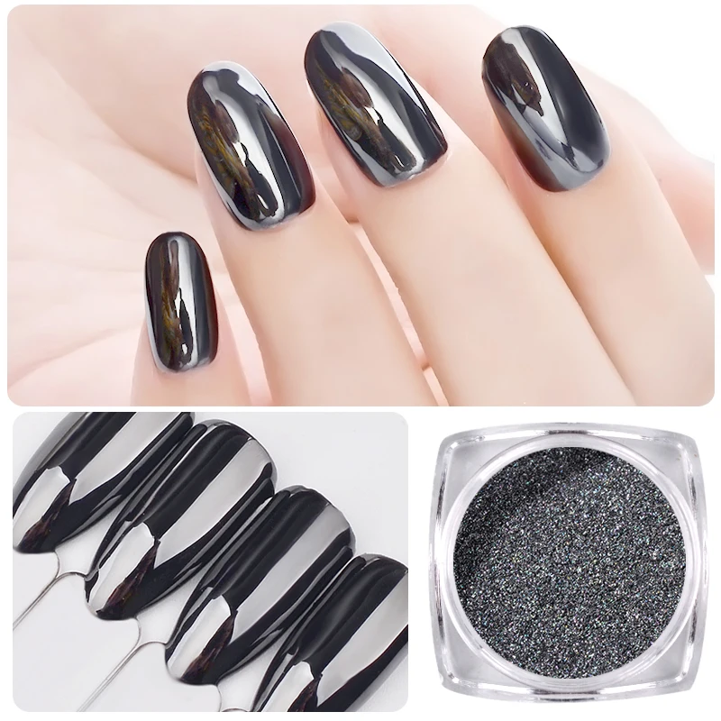 TKGOES черные яркие блестки для ногтей порошок 1 г ослепительный Блестящий хромовый пигмент пыль пайетки художественные украшения