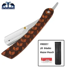 Grandslam, мужские сменные лезвия, бритва для бритья, Профессиональная парикмахерская Бритва для бровей, прямые бритвы с деревянной ручкой, 20 лезвий