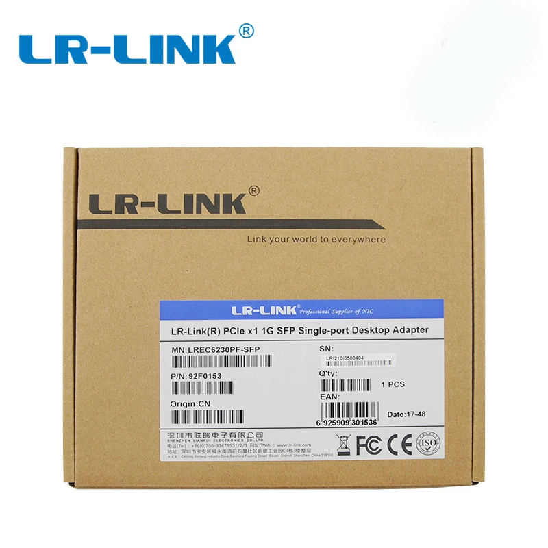 LR-LINK 6230PF-SFP PCI-e PCI Express Gigabit Ethernet карта волоконно-оптический сетевой адаптер 1000Mb Intel I210 Nic