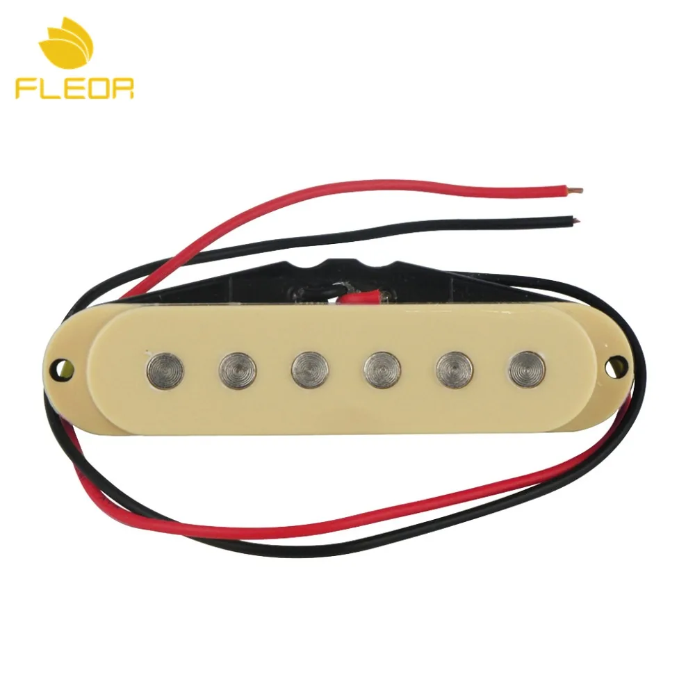 FLEOR Neck Single Coil Guitar Pickup 50mm Ceramic Flat Fixed Pole Pieces For 6 String