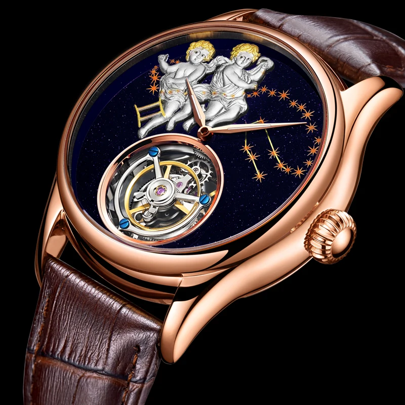 

Limited Edition Gemini Tourbillon Men Wrist Watches Top Brand Luxury Women Hand Winding Tourbillon Mechanical Watch reloj hombre