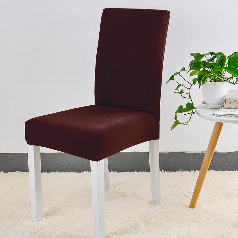 Растягивающийся спандекс Чехол для стула для столовой Свадебная вечеринка Эластичный Многофункциональный обеденный мебель чехлы для домашнего декора сплошной цвет - Цвет: Coffee