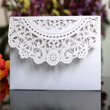10 шт. лазерные полые приглашения кружева визитная карточка Свадебные белые Пригласительные открытки на заказ кружева с конвертом