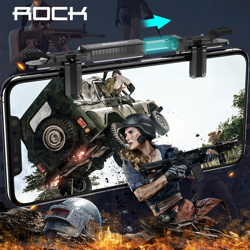 روك قابل للسحب الهاتف لعبة الزناد ل PUBG حكم بقاء L1 R1 4-7 بوصة اطلاق النار أذرع التحكم في ألعاب الفيديو المعادن النار زر تهدف مفتاح
