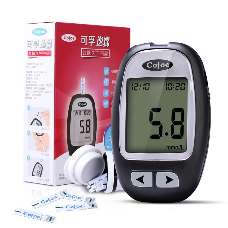 ФОТО Cofoe Yizhen Blood Glucose Meters Monitor with 100 Strips Test paper 100 lancets  Blood Sugar Detection Glucometer
