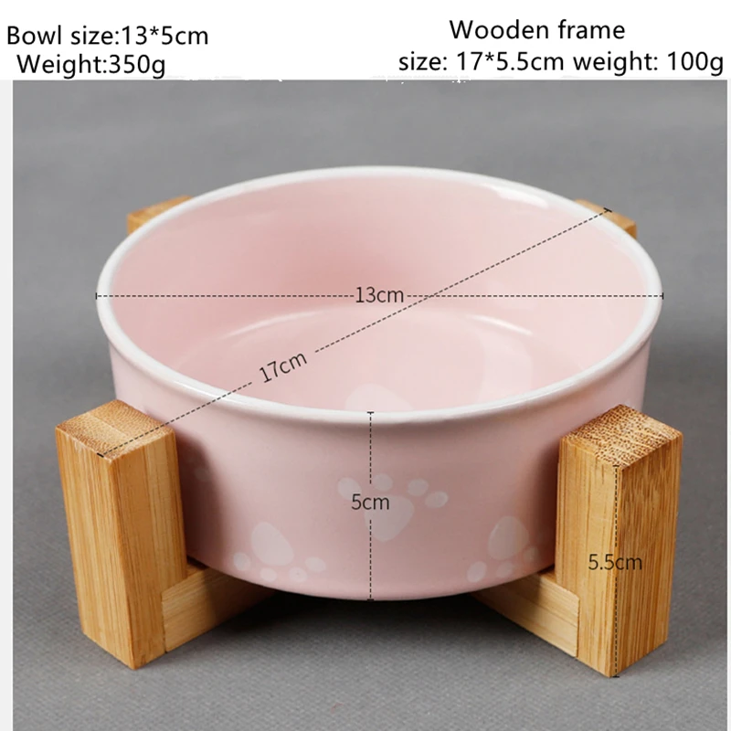 Новая керамическая миска для собак с принтом в виде костяной лапы деревянная стойка миска для собак миска для питьевой воды миски для домашних животных Кормушка для кошек и собак собачий контейнер для еды