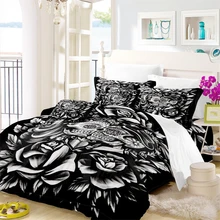 3D Sugar Skull Duvet Cover Set Black Rose Print Bedding Valentine's Day Couples Bedding Sets King Queen Quilt Cover Pillowcase 3D Sugar Skull Duvet Cover Set Black Rose Print Bedding Valentine's Day Couples Bedding Sets King Queen Quilt Cover Pillowcase