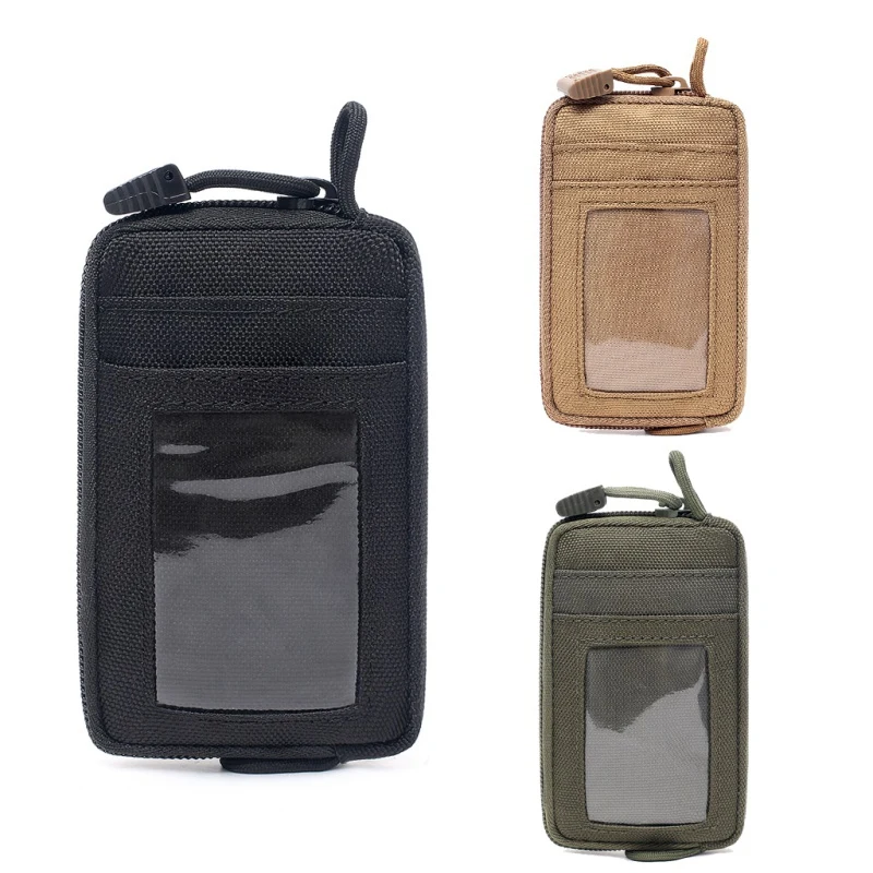 

Outdoor Waterproof EDC Pouch Tactical Key Change Purse Wallet Coin Purse With Card Slots Pack Zippers Waist Bag