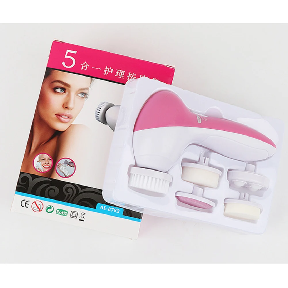 

1 Set 5-in-1 Electric Wash Face Brush Facial Cleansing Device Pore Cleaner Body Cleaning Massage Mini Skin Beauty Massager