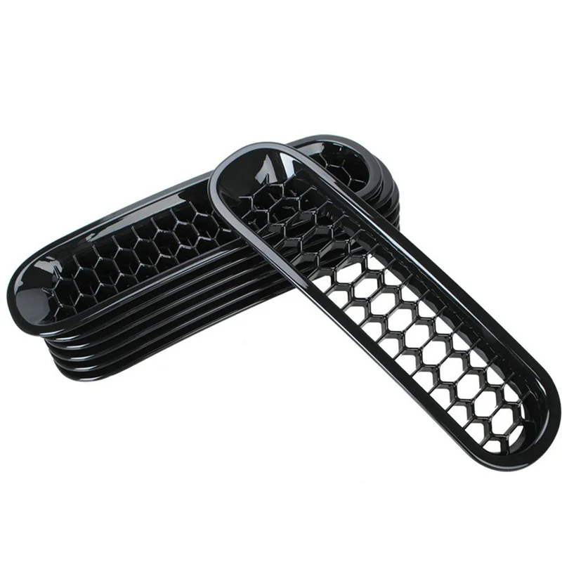 2016 Latest Design Black Honeycomb Trim Grill Grille Cover Insert Mesh Frame for Jeep Wrangler JK & Unlimited 2007-2016 - 7 Pieces Kit (Honeycomb Ver