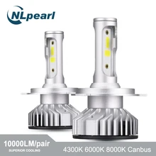 Nlpearl 2x мини Canbus H4 светодиодный головной светильник лампы H7 светодиодный H1 H3 H11 9005 HB3 9006 HB4 4300K 6000k 8000K 10000LM/пара Свет автомобиля COB