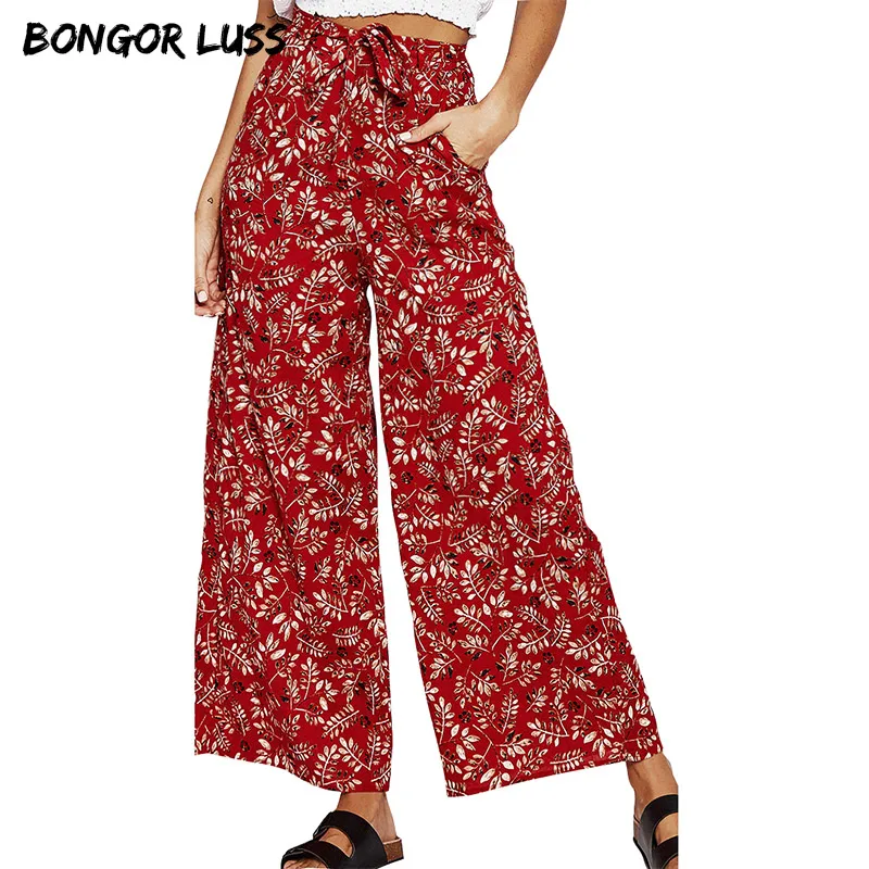 BONGOR LUSS Summer Women Pants Vintage Floral Print Wide