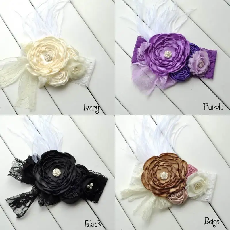 Wholesale Girl Hair Band Ribbons Flower Pearl Lace Fashion Accessories Photograph props Baby Gifts 15626 | Детская одежда и обувь
