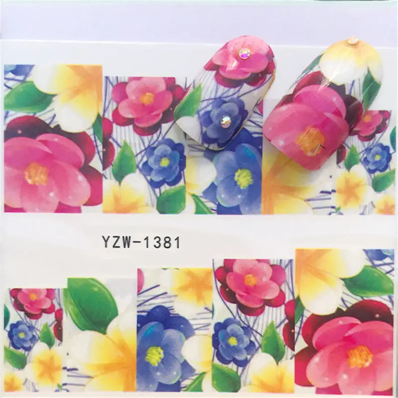 YWK, 1 лист, бабочка/перо/цветок, искусство ногтей, водные переводные наклейки, переводная наклейка с милым животным, наклейка для маникюра - Цвет: YZW-1381
