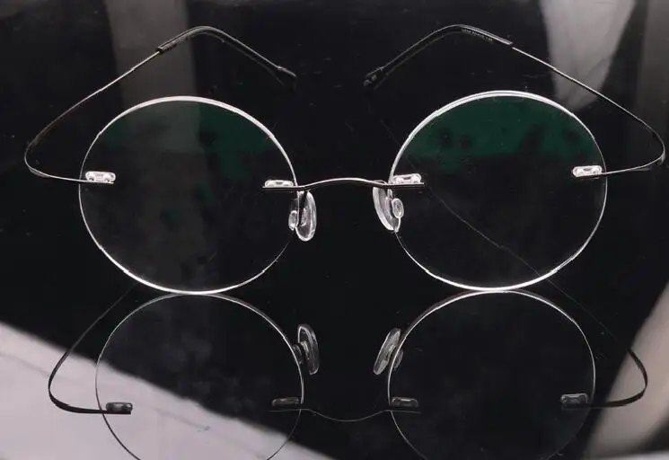 Vintage Ronde 46mm Lenzenvloeistof Frame Randloze Bril unisex Rx  staat|rimless glasses|vintage roundframes rimless - AliExpress