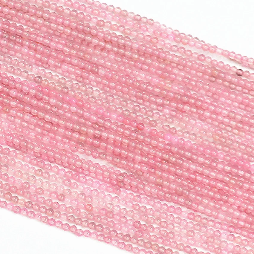 Natural Pink Crystal Stone Jades Round 2mm 3mm Chalcedony Beads