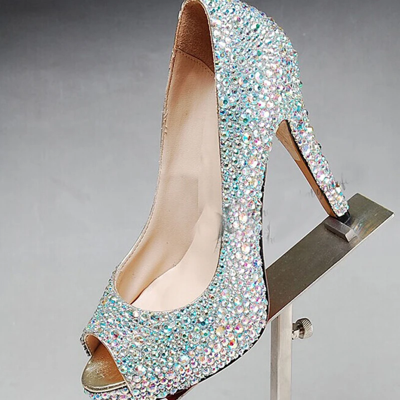 Dazzling crystal AB Strass Crystal High Platform Shoes