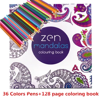 

128 adult coloring books +36 color pencil Relieve Stress Kill Time Korea Mandalas Graffiti Drawing Book libro colorear adultos