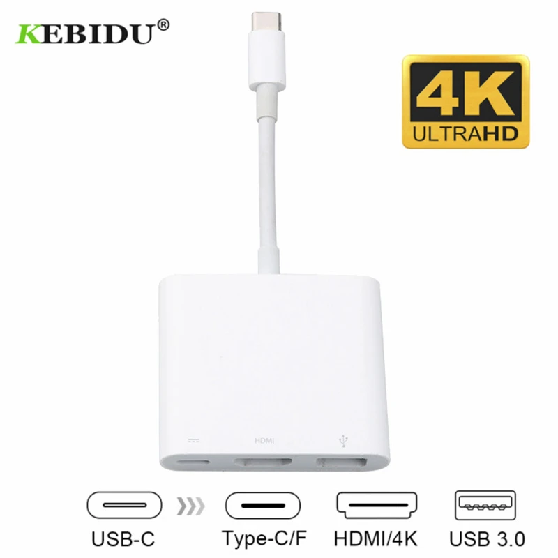 

Kebidu Newest Type-C USB C to HDMI Adapter Cable USB 3.1 Type c Charging Converter Male to Female Digital AV Multiport Adapter