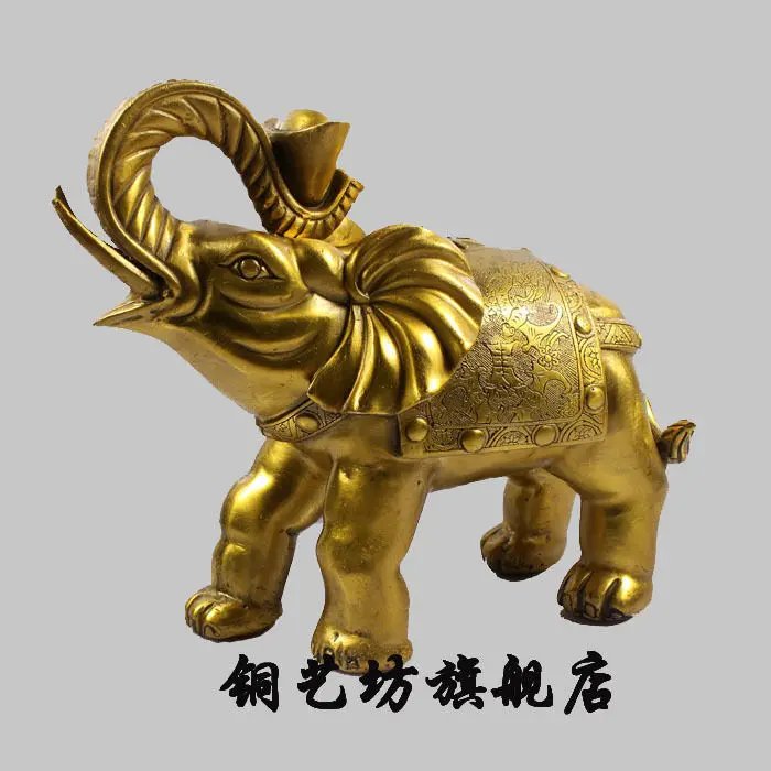 10'' China Bronze Feng Shui Lucky Elephant Ingot Statue | Дом и сад