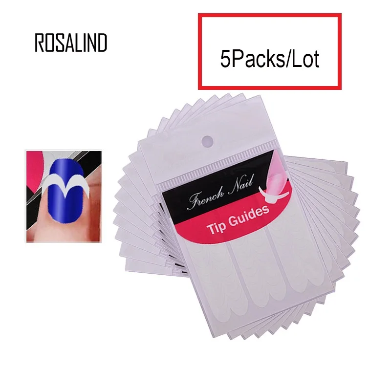 

ROSALIND 5Pcs/Lot Nail Art Sticker French Smile Guide Fashion Designs Tips DIY Manicure Nail Beauty Art Decal
