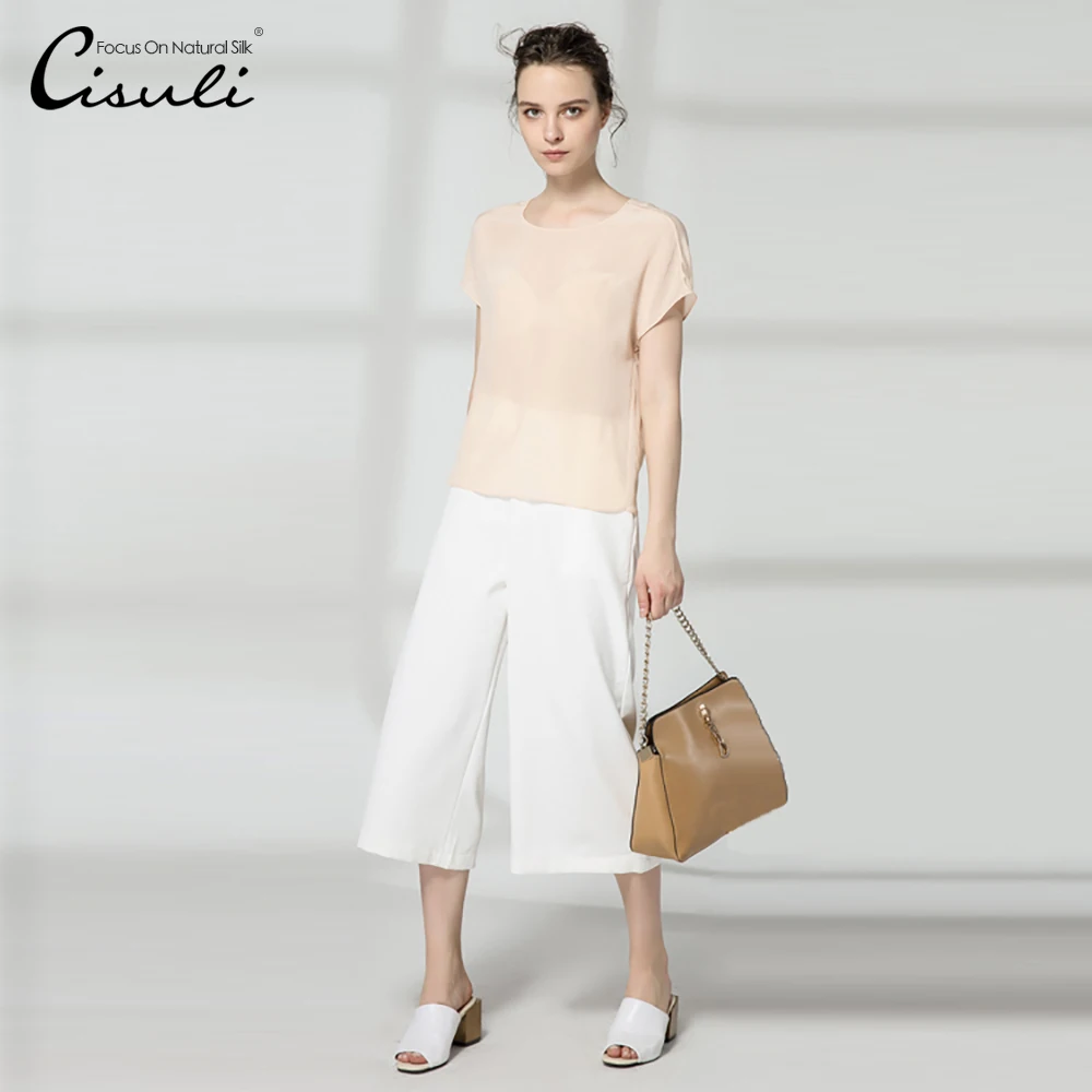 

100% Silk Crepe Dull Shirt Pure Natural Silk Fabric Desigual Women Fashion Tops New Spring Summer Free Shipping off white shirts