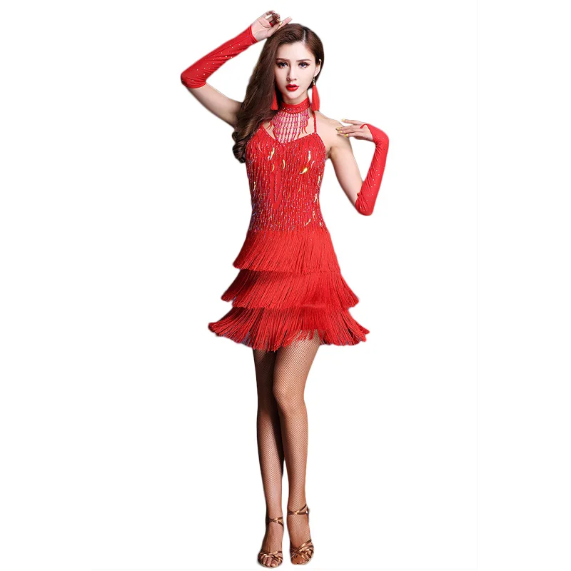 Латинское платье для танцев с кисточками элегантные пикантные Для женщин для танго сальсы бальных танцев костюмы для сценических выступлений юбка одежда для танцоров для выступлений