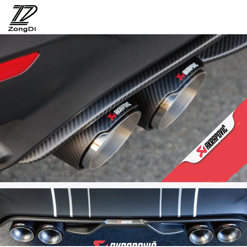 1X Universal Car Styling Akrapovic Exhaust End Tips Carbon Fiber Muffler Pipe For VW BMW Toyota Lexus Automobiles Accessories | Автомобили