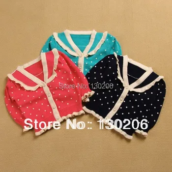 

Girls cardigan sweaters new spring autumn fashion style baby cotton dot sweater children kids knitted sweater