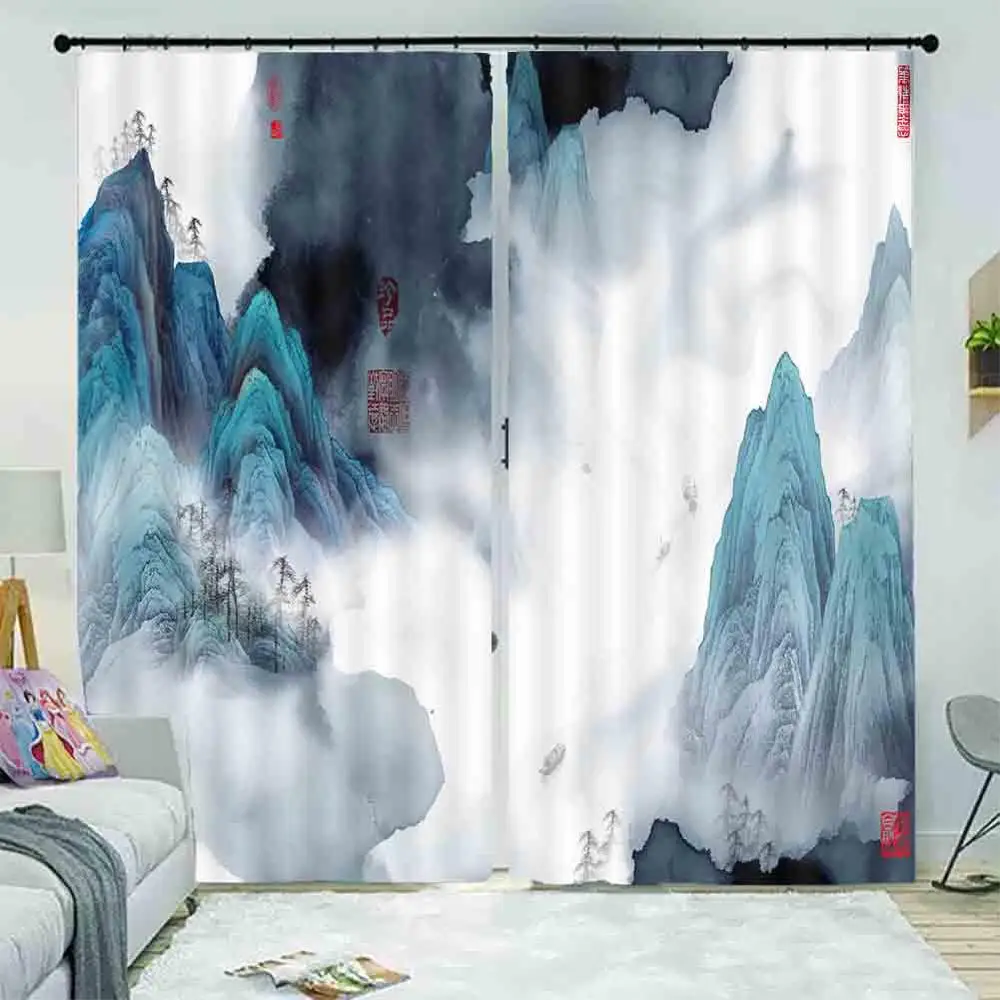 

Abstract landscape 3D Window Curtains Living Room bedroom Drapes Rideaux factory Customized size shower Shading cloth