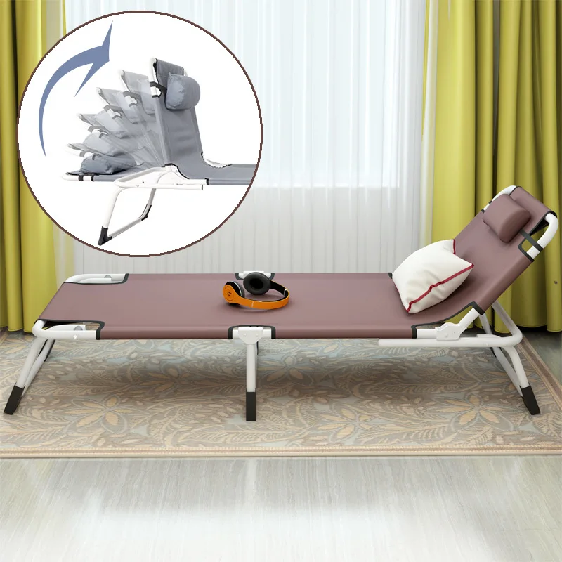 Multifunctional Simple Modern Folding Single Bed Household Office Leisure Noon Break Sun Chairs Beach Balcony Lying Bed