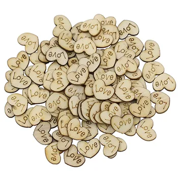 

100PC 12*15MM Heart Shape Wooden Wedding Birthday Party Decoration Wood Chip Valentine Day Props DIY Scrapbook Plaques Art Craft