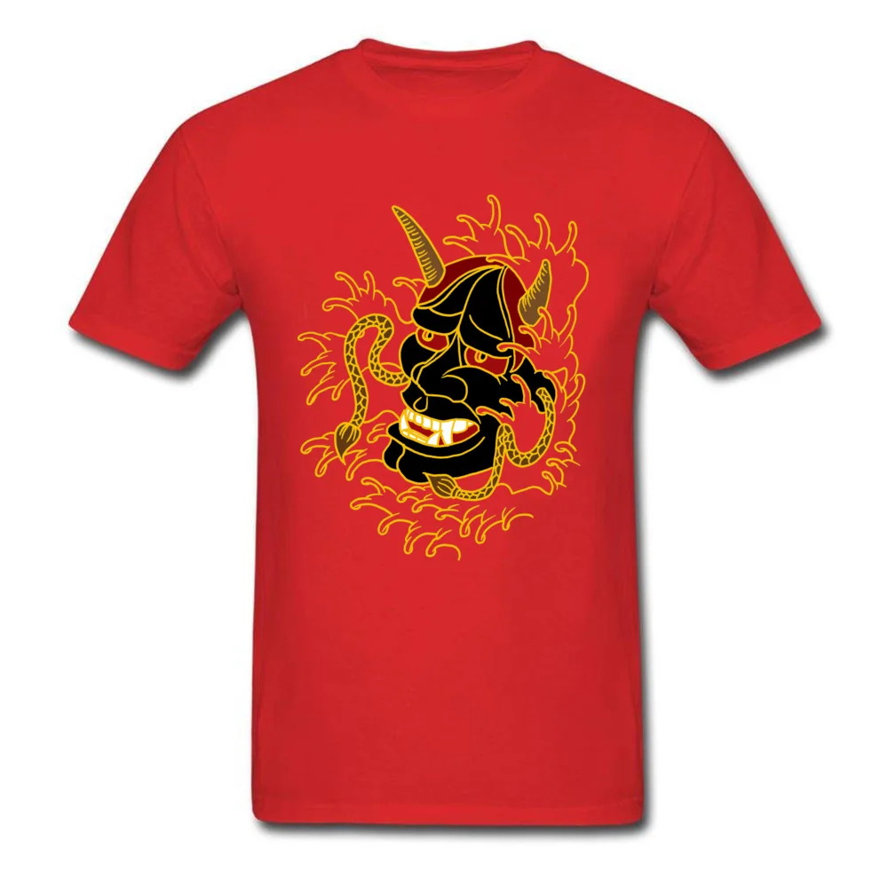 Hannya Crew Neck Top T-shirts Summer/Fall Tops Tees Short Sleeve Fashionable Pure Cotton Printed Tops T Shirt comfortable Mens Hannya red