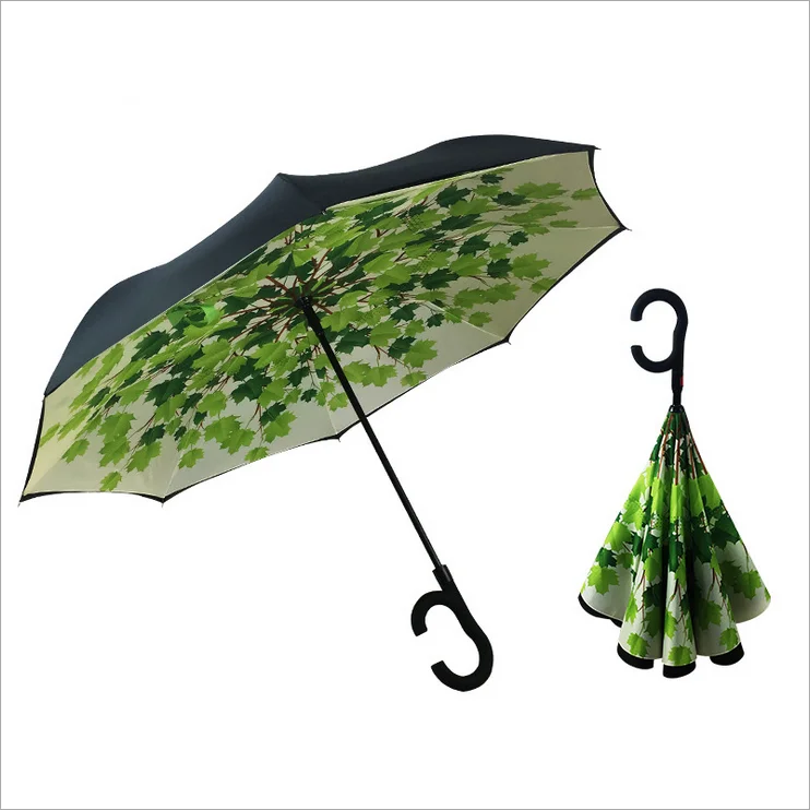 Полуавтоматический зонт Водонепроницаемый двойной Слои заднего зонтик best подарок для вашего друга - Цвет: 9